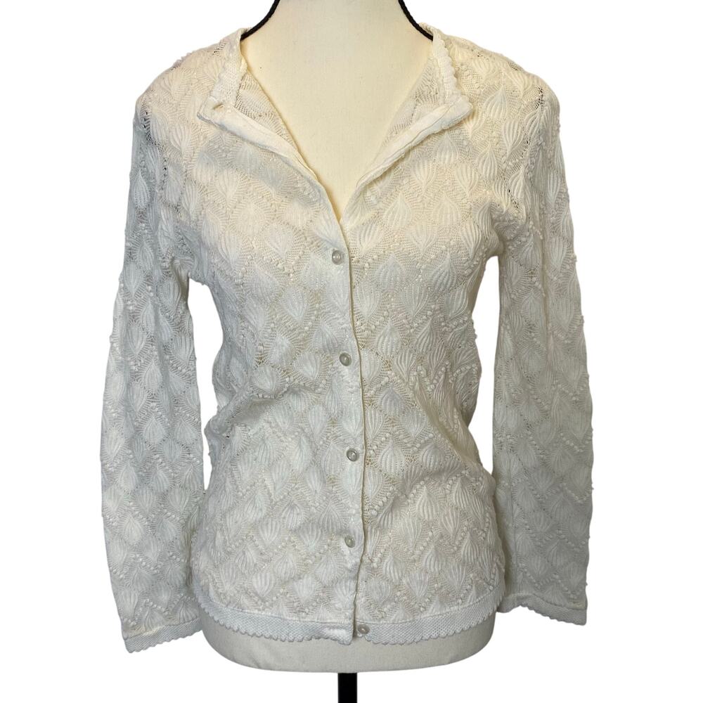 Vintage Jason Maxwell Women's Open Knit Textured Cardigan Size XS Coquette